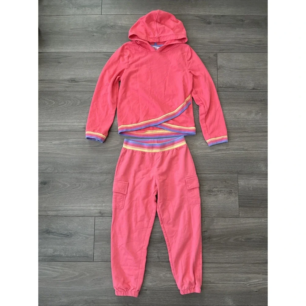 Tommy Bahama Girls L 10/12 Sweatsuit Pink Pants & Hoodie